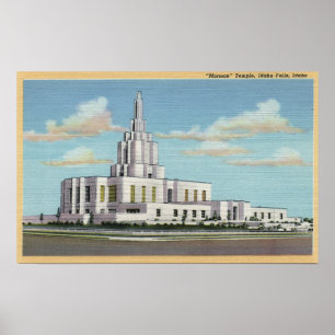 Idaho Herfsten, ID - Mormon Temple Uitzicht Poster