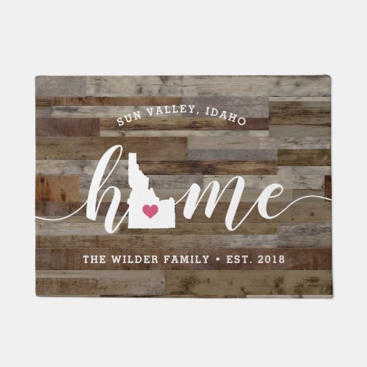 Idaho Home State Personalized Wood Kijk uit Deurmat (Voorkant)