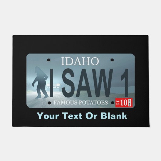 Idaho "I Saw 1" Sasquatch License Bord Deurmat (Voorkant)
