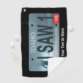 Idaho "I Saw 1" Sasquatch License Bord Golfhanddoek (Insitu)