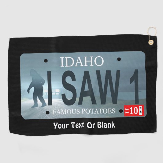 Idaho "I Saw 1" Sasquatch License Bord Golfhanddoek (Horizontaal)