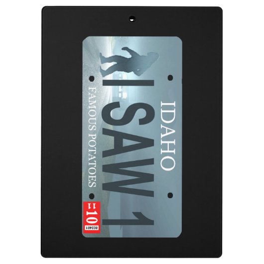 Idaho "I Saw 1" Sasquatch License Bord Klembord (Achterkant)