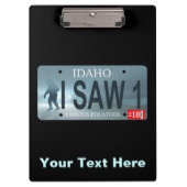 Idaho "I Saw 1" Sasquatch License Bord Klembord (Voorkant)