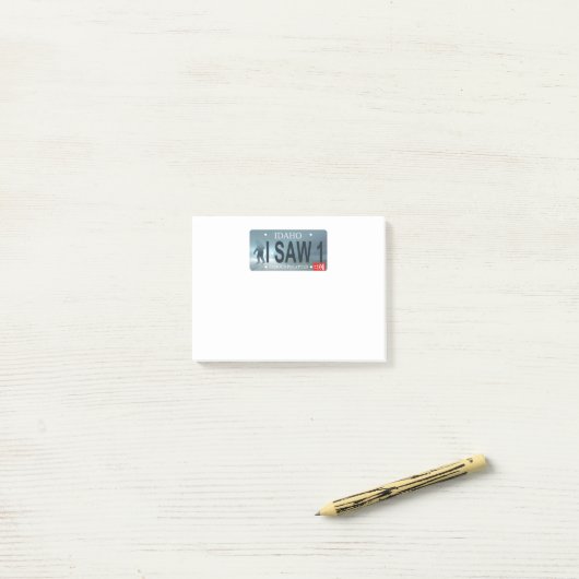 Idaho "I Saw 1" Sasquatch License Bord Post-it® Notes (Op bureau)