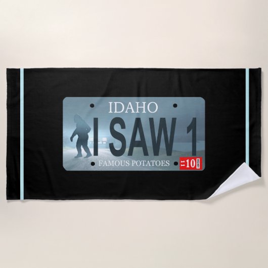 Idaho "I Saw 1" Sasquatch License Bord Strandlaken (Voorkant)
