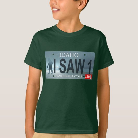 Idaho "I Saw 1" Sasquatch License Bord T-shirt (Voorkant)