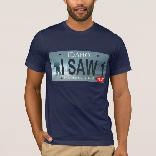 Idaho "I Saw 1" Sasquatch License Bord T-shirt (Voorkant)