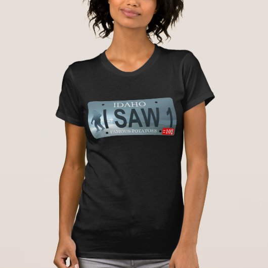 Idaho "I Saw 1" Sasquatch License Bord T-shirt (Voorkant)