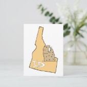 Idaho ID Map & Idaho Potato Spud Cartoon Motto Briefkaart (Staand voorkant)