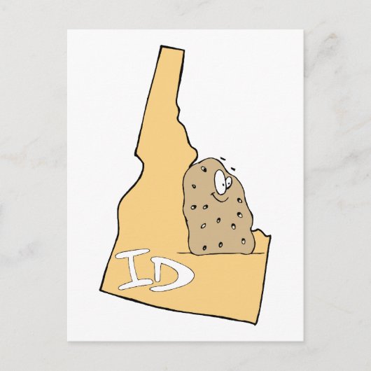 Idaho ID Map & Idaho Potato Spud Cartoon Motto Briefkaart (Voorkant)