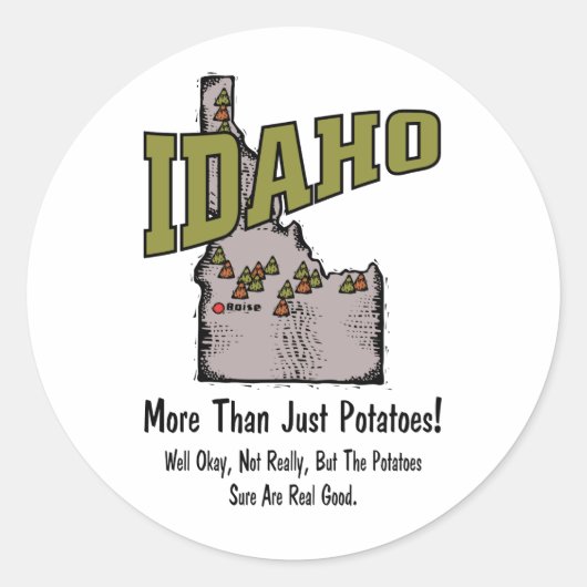 Idaho ID US Motto ~ Meer dan alleen aardappelen Ronde Sticker (Voorkant)
