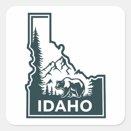 Idaho kaart Beer Vierkante Sticker (Voorkant)