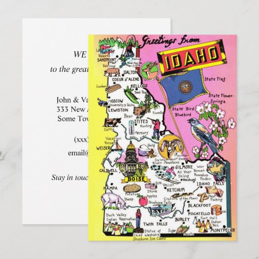 Idaho kaart bewegende aankondiging (Voorkant / Achterkant)