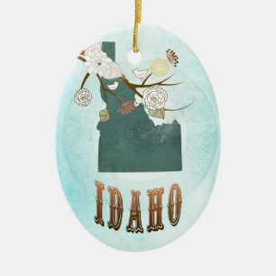 Idaho-kaart met mooie vogels keramisch ornament