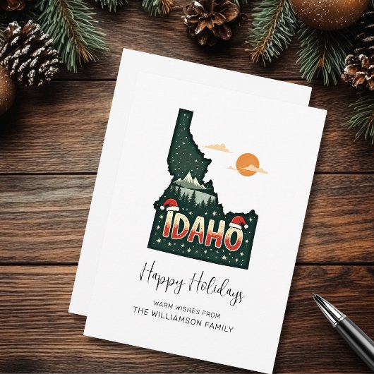Idaho Kaart Prettig Kerstfeest Plat Kerstkaart