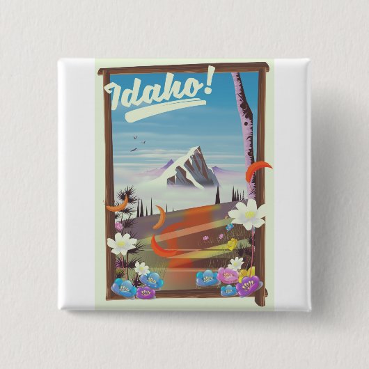 Idaho, landschapsreisposter vierkante button 5,1 cm (Voorkant)