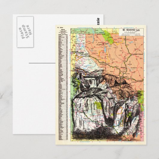 Idaho Map Art Briefkaart (Voorkant / Achterkant)