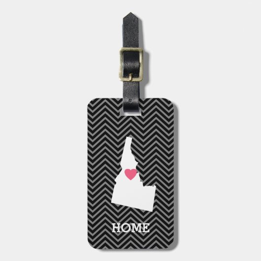Idaho Map Home State Love met Custom Heart Bagagelabel (Voorkant verticaal)
