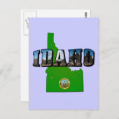 Idaho Map, Seal and Afbeelding Text Briefkaart (Voorkant / Achterkant)