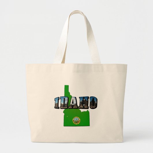 Idaho Map, Seal and Afbeelding Text Grote Tote Bag (Voorkant)
