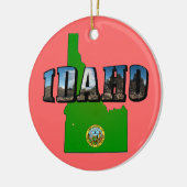 Idaho Map, Seal and Afbeelding Text Keramisch Ornament (Links)