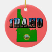 Idaho Map, Seal and Afbeelding Text Keramisch Ornament (Achterkant)