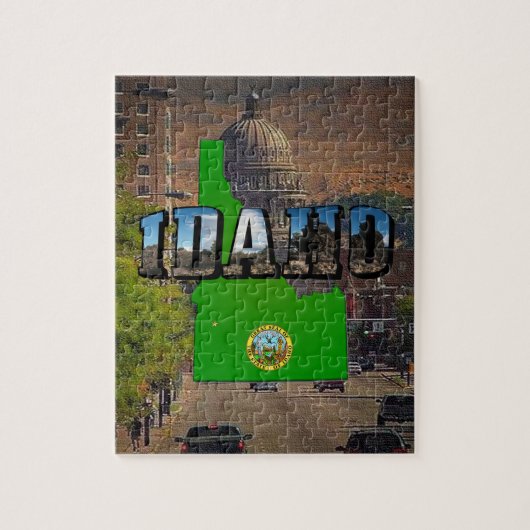 Idaho Map, Seal and Afbeelding Text Legpuzzel (Verticaal)
