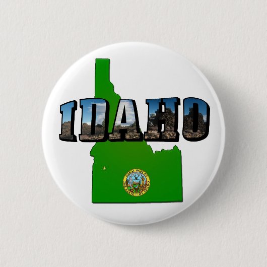 Idaho Map, Seal and Afbeelding Text Ronde Button 5,7 Cm (Voorkant)
