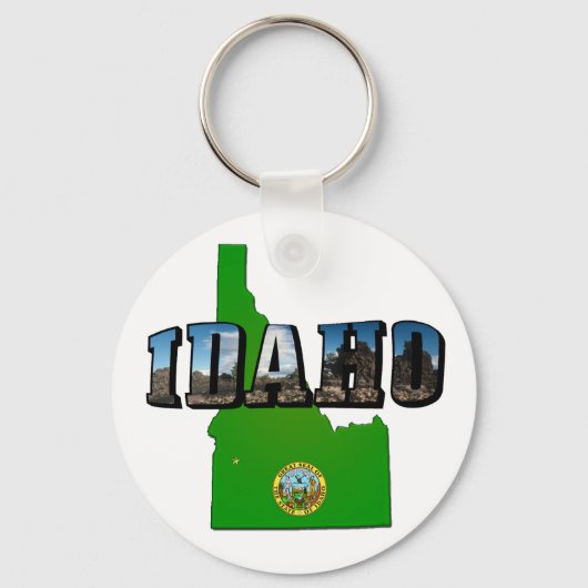 Idaho Map, Seal and Afbeelding Text Sleutelhanger (Voorkant)