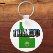 Idaho Map, Seal and Afbeelding Text Sleutelhanger (Voorkant)