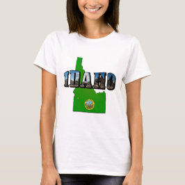Idaho Map, Seal and Afbeelding Text T-shirt