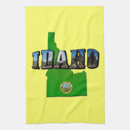 Idaho Map, Seal and Afbeelding Text Theedoek