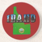 Idaho Map, Seal and Afbeelding Text Zandsteen Onderzetter (Voorkant)