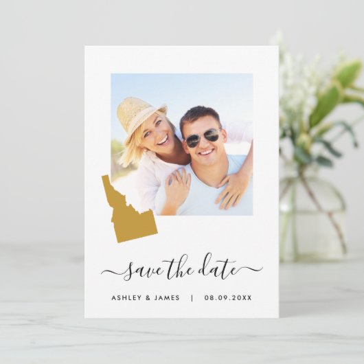 Idaho Map Wedding Save the Date Kaart (Staand voorkant)
