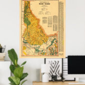 Idaho Mineralen & Natuurlijke Hulpbronnen Kaart Poster (Thuiskantoor)
