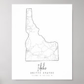 Idaho Minimal Street Map Poster (Voorkant)