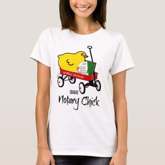 Idaho Mobile Notary Chick Red Wagon T-shirt (Voorkant)