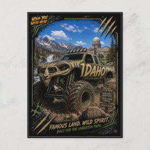 Idaho Monster Truck Off Road Kunst Briefkaart