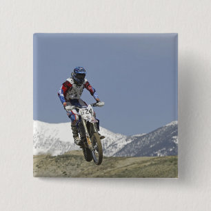 Idaho, Motocross Racing, Motorcycle Racing Vierkante Button 5,1 Cm