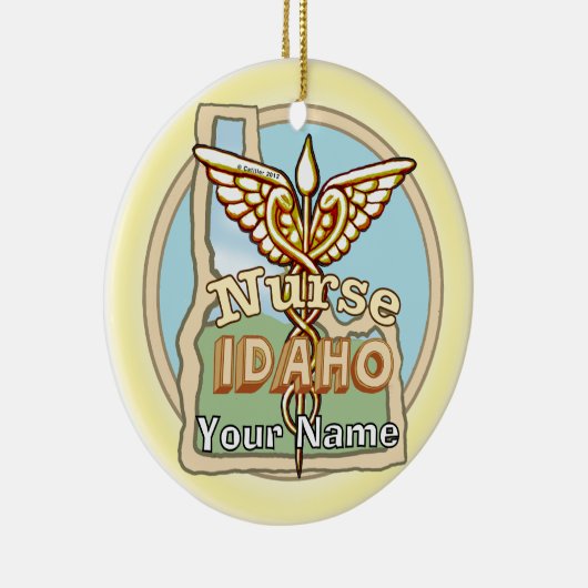 Idaho Nurse Caduceus Keramisch Ornament (Rechts)