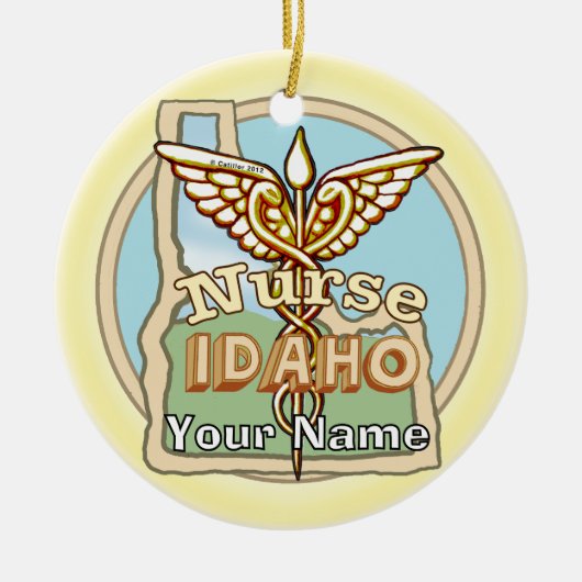 Idaho Nurse Caduceus Keramisch Ornament (Voorkant)