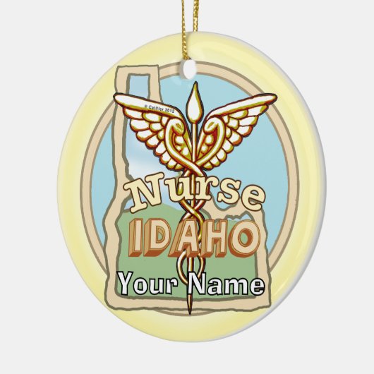 Idaho Nurse Caduceus  Keramisch Ornament (Links)