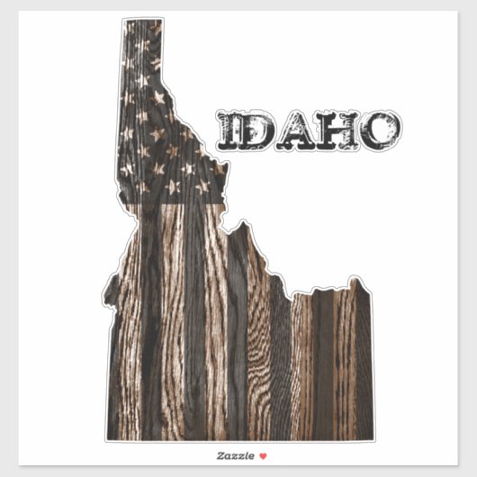 IDAHO PATRIOT BURNT WOOD BLOK STICKER (Vel)