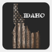 IDAHO PATRIOT BURNT WOOD BLOK VIERKANTE STICKER (Voorkant)