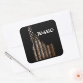 IDAHO PATRIOT BURNT WOOD BLOK VIERKANTE STICKER (Envelop)