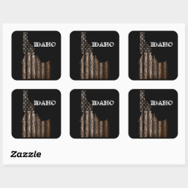 IDAHO PATRIOT BURNT WOOD BLOK VIERKANTE STICKER