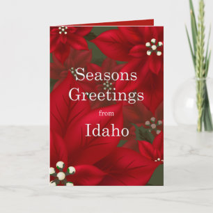 Idaho Poinsettia Seasons Greetings Kerstmis Feestdagen Kaart