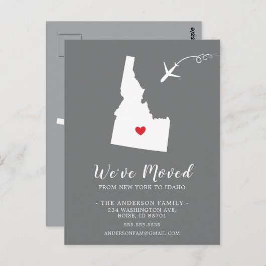 IDAHO-postkaart van de staat die de aankondiging v Briefkaart (Voorkant / Achterkant)
