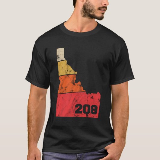 Idaho Retro Lokale kaart Hartnetnummer 208 T-shirt (Voorkant)