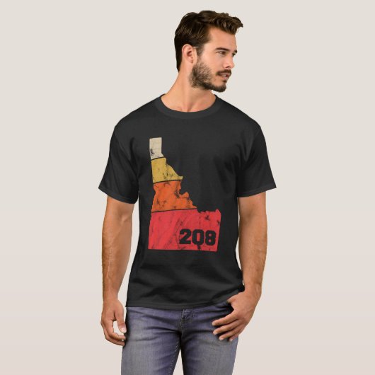 Idaho Retro Lokale kaart Hartnetnummer 208 T-shirt (Voorkant volledig)
